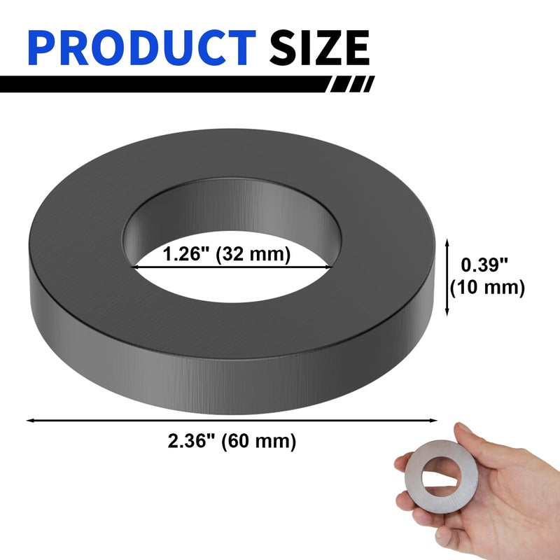 SRENMSMT Ferrite Ring Magnets - OD2.35 x ID1.25 x 10mm, Large Magnet, Grade 10 Big Magnets Heavy Duty for DIY, Industry Science, Tools, Garage-Pack of 4 - Image 2
